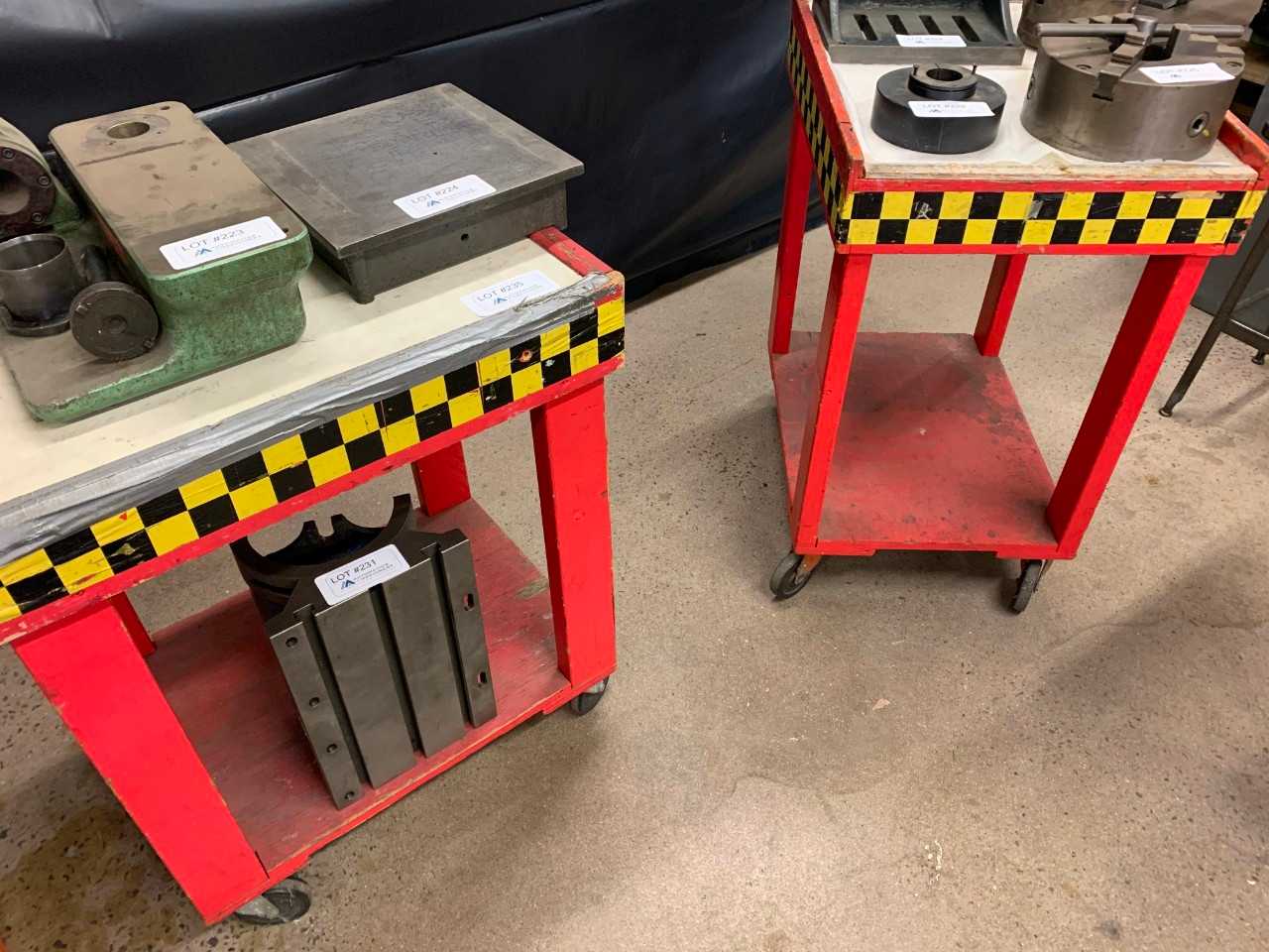 (2) Mobile Wooden Shop Carts (Contents Not Included) - ROLLING CARTS