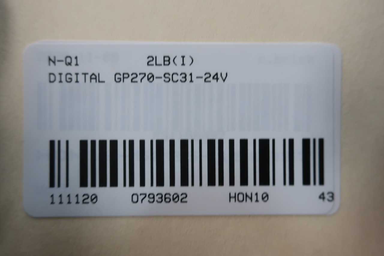 DIGITAL GP270SC3124V PROFACE OPERATOR INTERFACE PANEL - AUTOMATION & CONTROLS