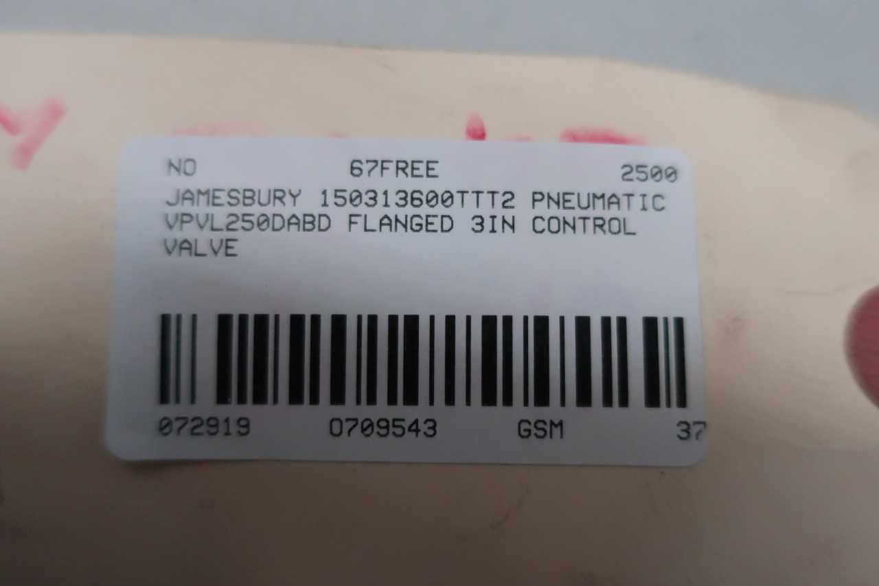JAMESBURY 7150313600TTT2 PNEUMATIC VPVL250DABD FLANGED 3IN CONTROL VALVE - CONTROL VALVE