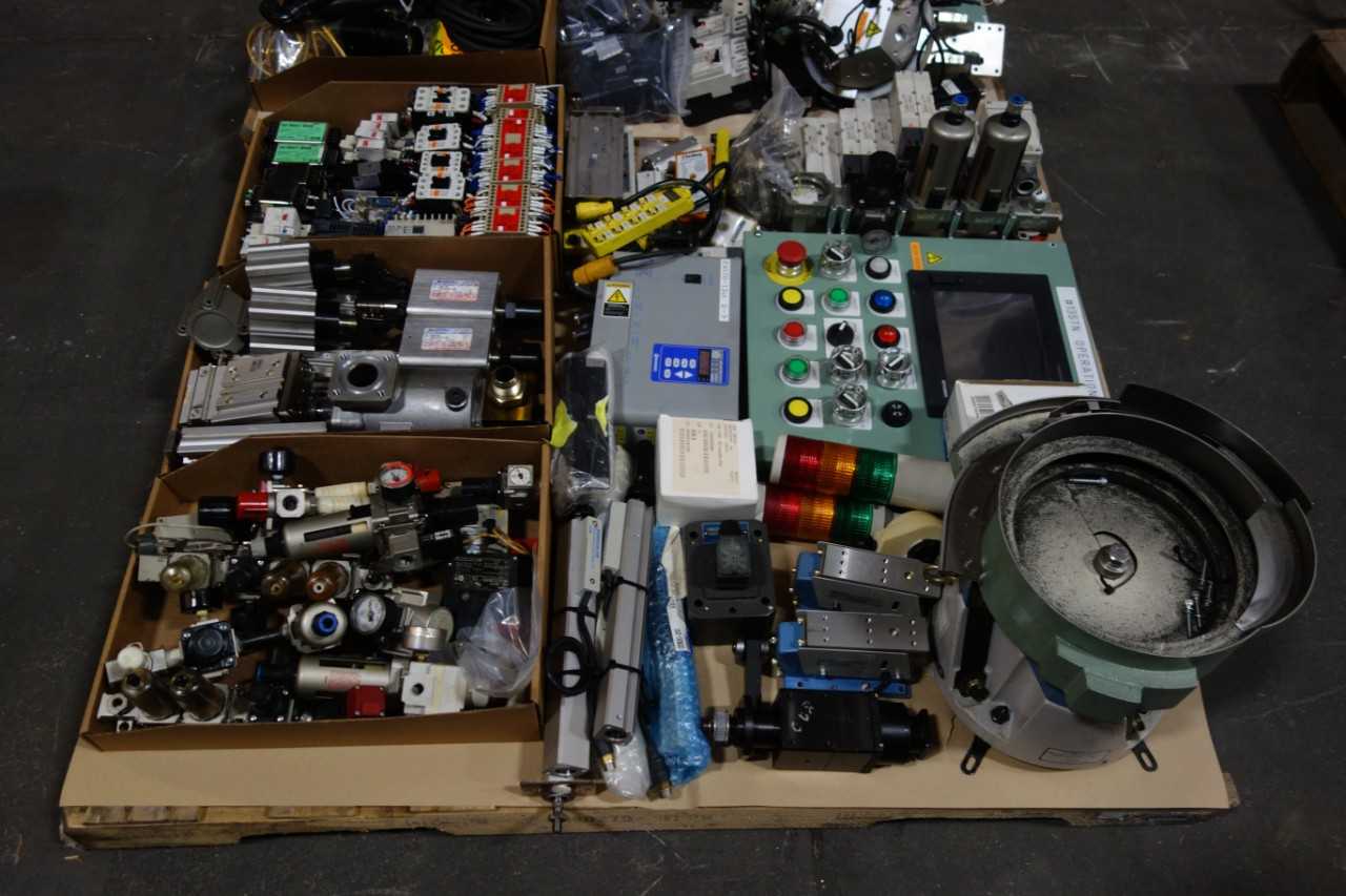 2 PALLETS OF ASSORTED ELECTRICAL   CONTROLS   PNEUMATIC REPLACEMENT PARTS - ELECTRICAL COMPONENTS