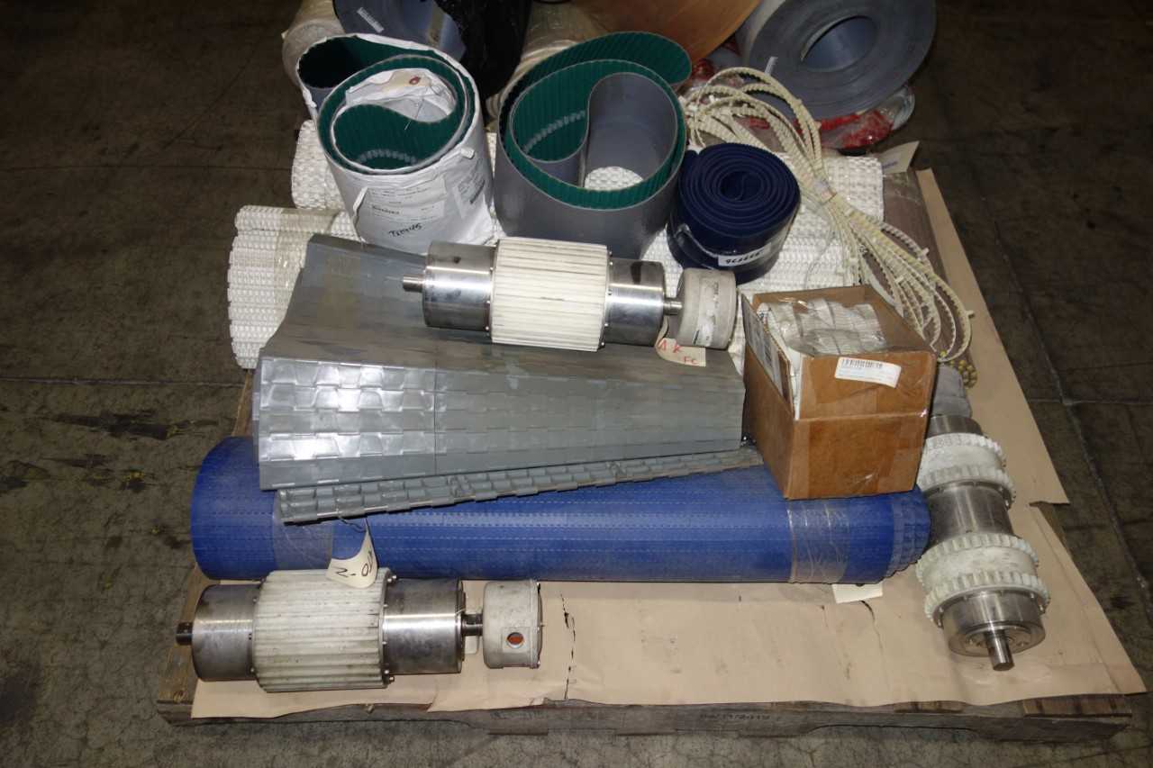 2 PALLETS OF CONVEYOR BELT AND ROLLERS - CONVEYORS