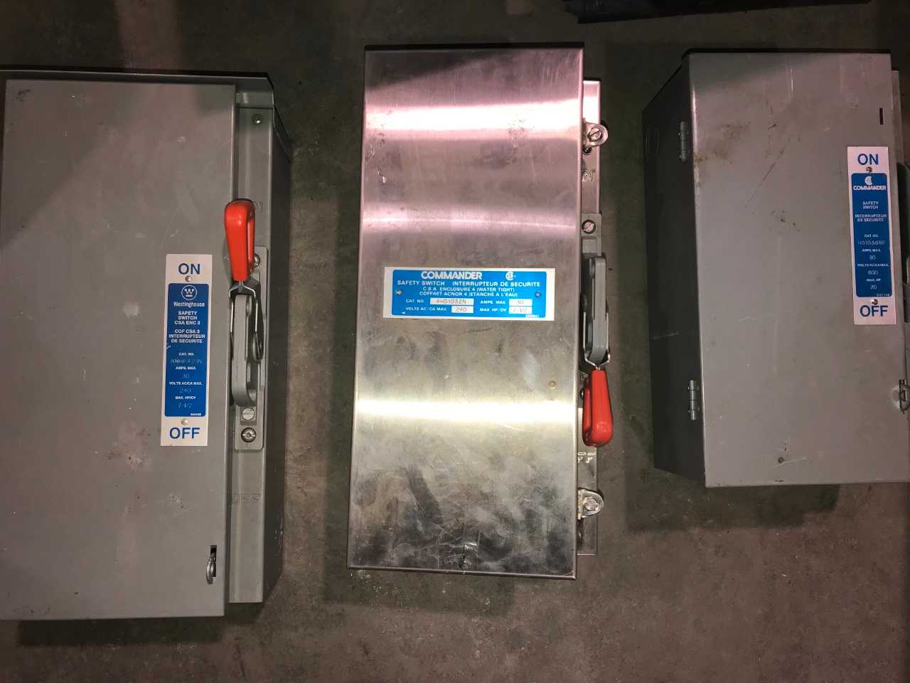 WESTINGHOUSE/COMMANDER SAFETY SWITCHES (QTY 3) - SAFETY SWITCH WESTINGHOUSE/COMMANDER SAFETY SWITCHES (QTY 3) - SAFETY SWITCH