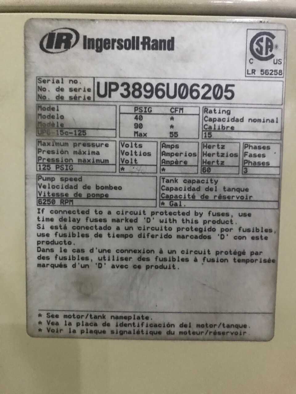 Ingersoll Rand Air Compressor - AIR COMPRESSORS