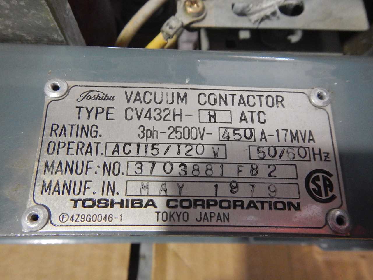 Toshiba Vacuum Contactor - CONTACTORS
