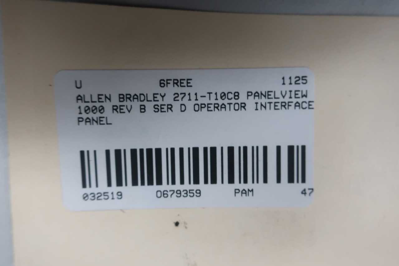 ALLEN BRADLEY 2711-T10C8 PANELVIEW 1000 REV B SER D OPERATOR INTERFACE PANEL - AUTOMATION & CONTROLS