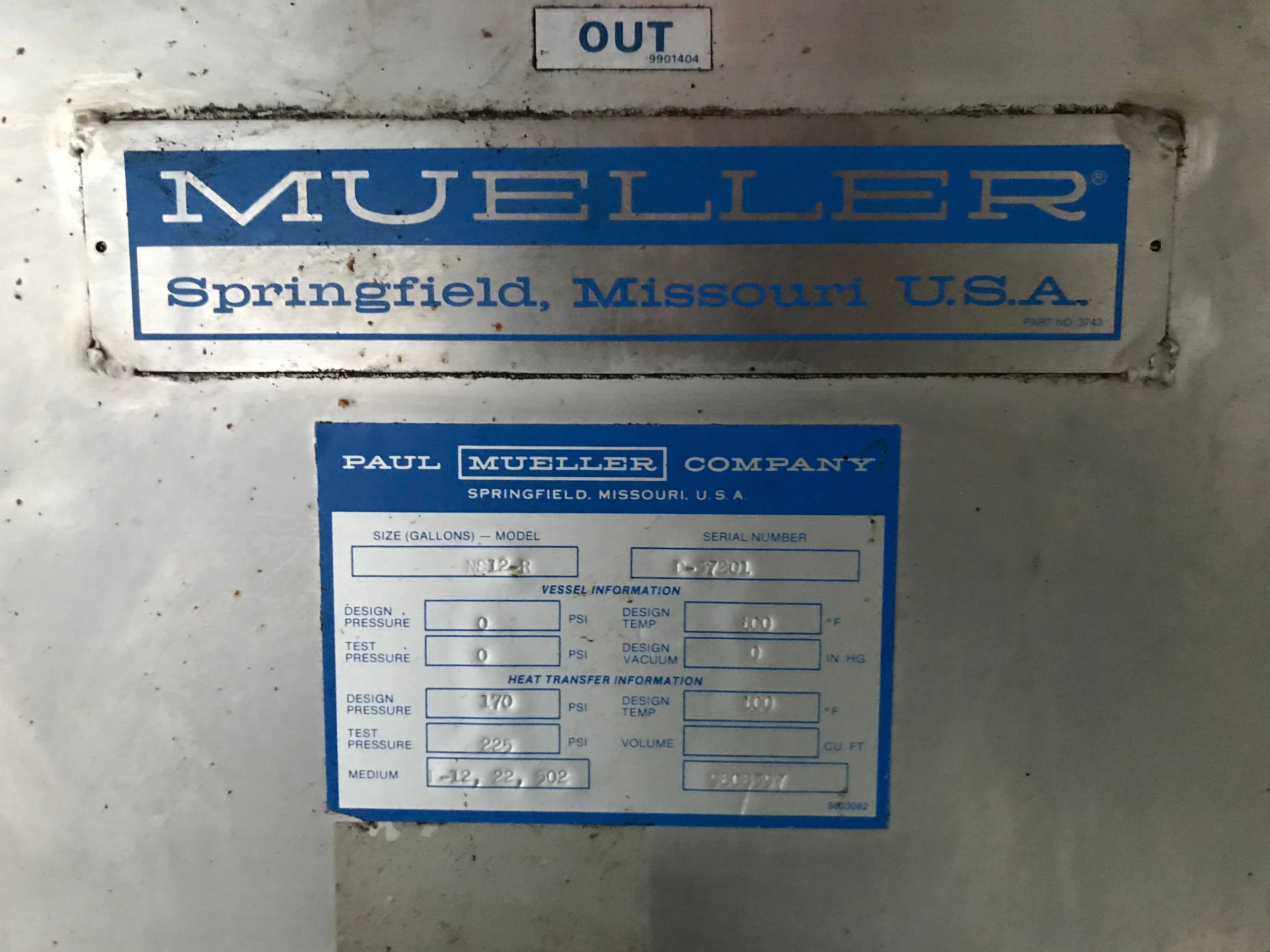 Paul Mueller NS12-R Chilled Water Tank with Jacket - PROCESS EQUIPMENT