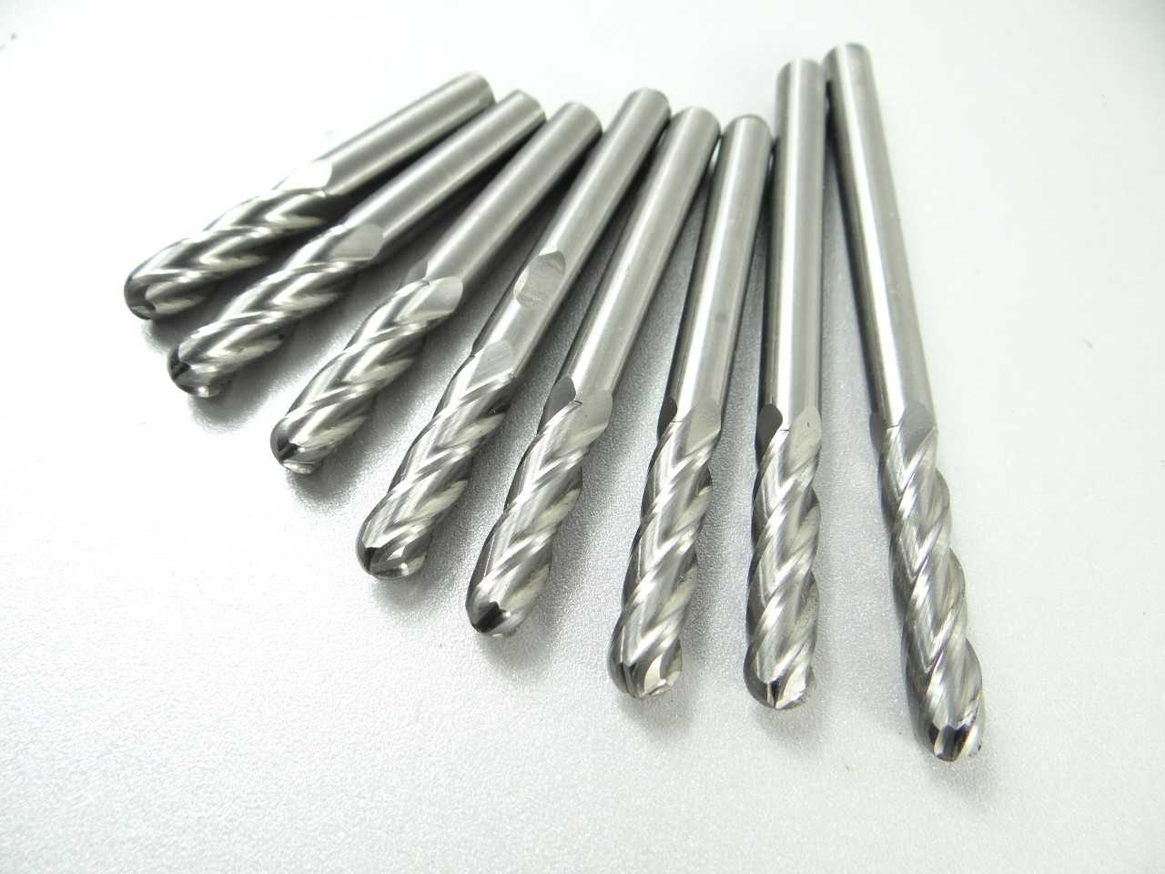 Lot of 8 Solid Carbide Ball Nose End Mills - MACHINING ACCESSORIES & TOOLING