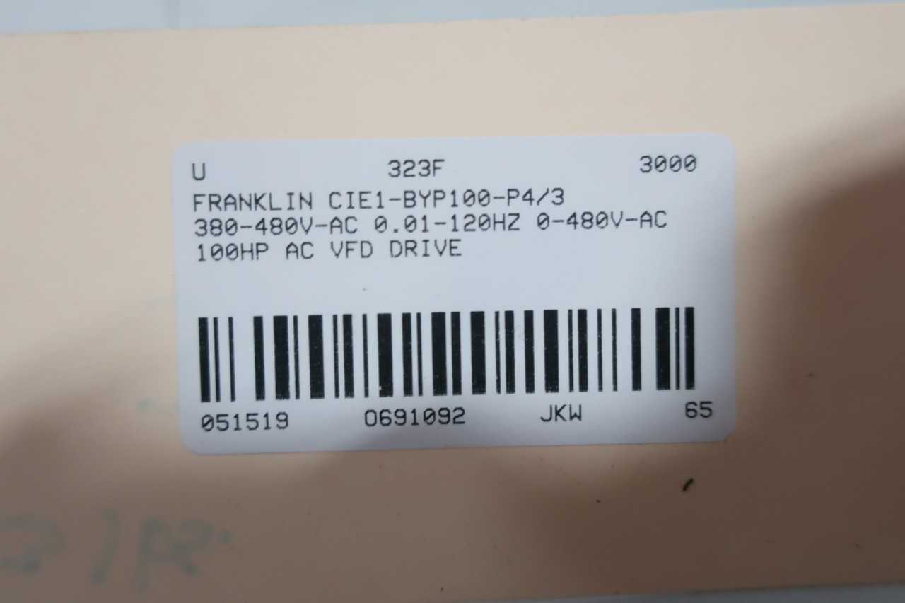 FRANKLIN CIE1-BYP100-P4/3 380-480V-AC 0.01-120HZ 0-480V-AC 100HP AC VFD DRIVE - MOTOR DRIVES