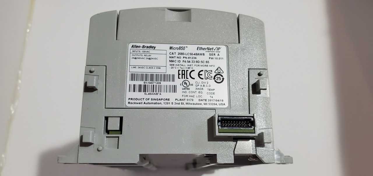 Allen Bradley Micro 850  2080-LC50-48AWB PLC - AUTOMATION & CONTROLS