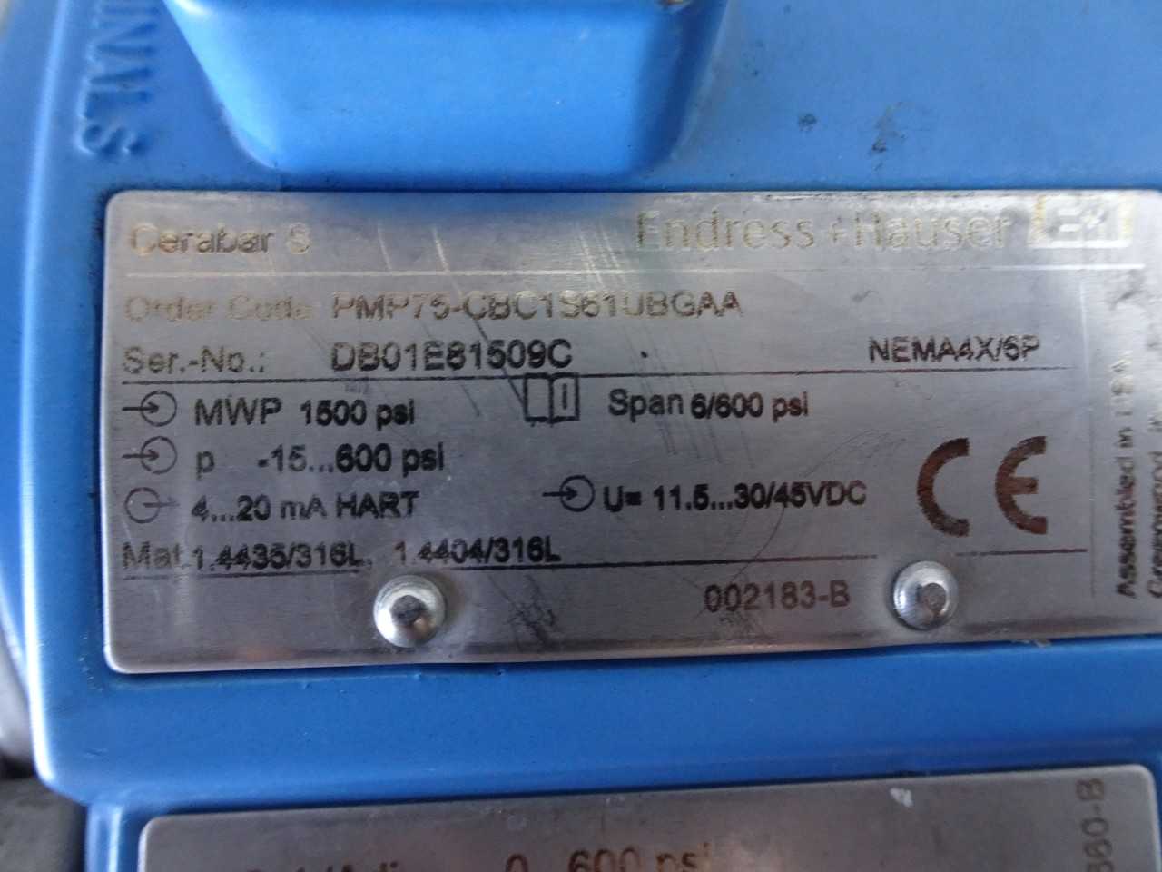 ENDRESS & Houser PMP75 Stainless transmitter - INSTRUMENTATION