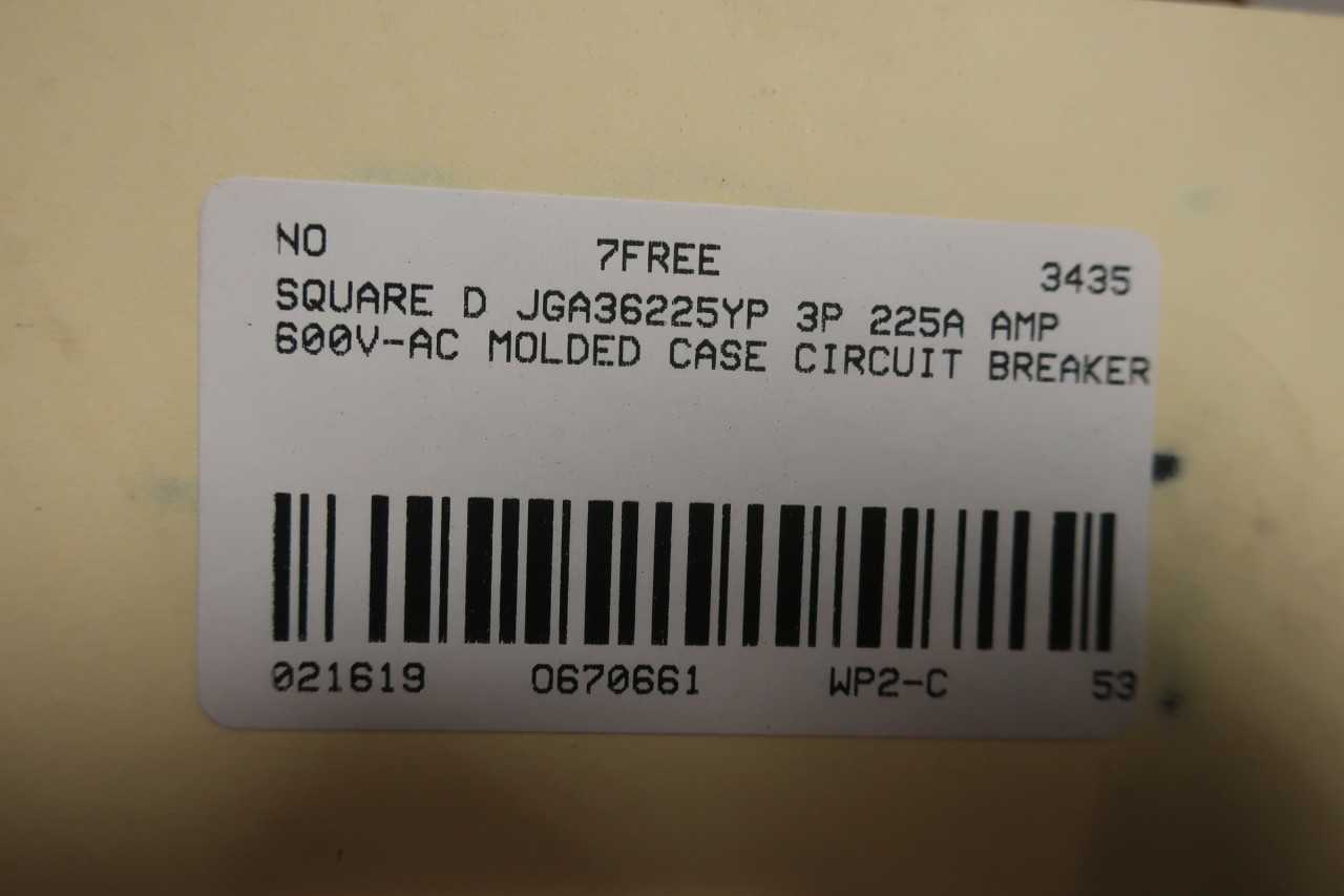 SQUARE D JGA36225YP POWERPACT 3P 225A AMP 600V-AC MOLDED CASE CIRCUIT BREAKER - CIRCUIT BREAKERS