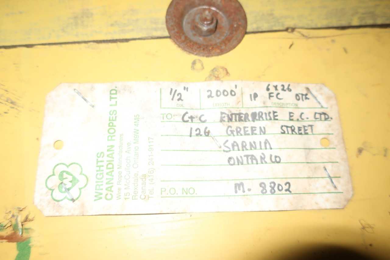 WRIGHTS 1/2 IN DIAMETER 2000FT STEEL ROPE - MACHINING ACCESSORIES & TOOLING