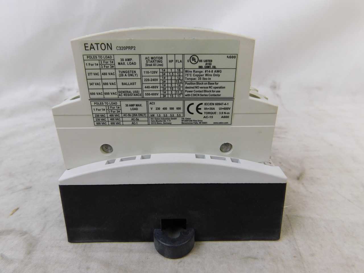 (1) Eaton C30CNM60A03A0 Lighting Contactor 6P 30A 120VAC 50/60Hz - CONTACTORS