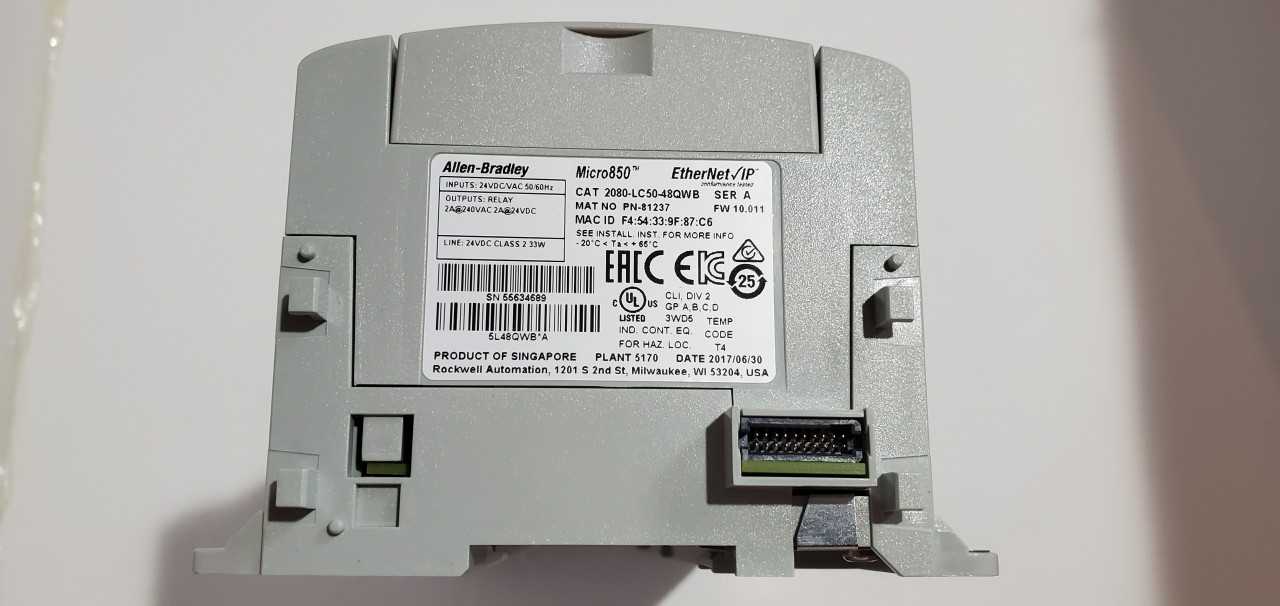 Allen Bradley Micro 850 2080-LC50-48QWB PLC - AUTOMATION & CONTROLS