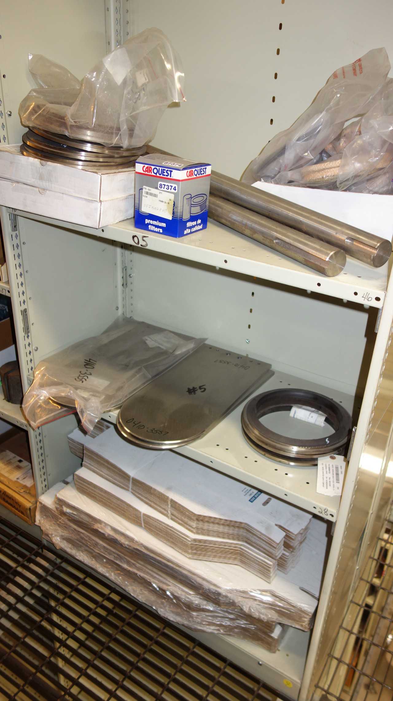 CONTENTS OF 2 SHELF COLUMNS, ASSORTED MRO - SHELVING