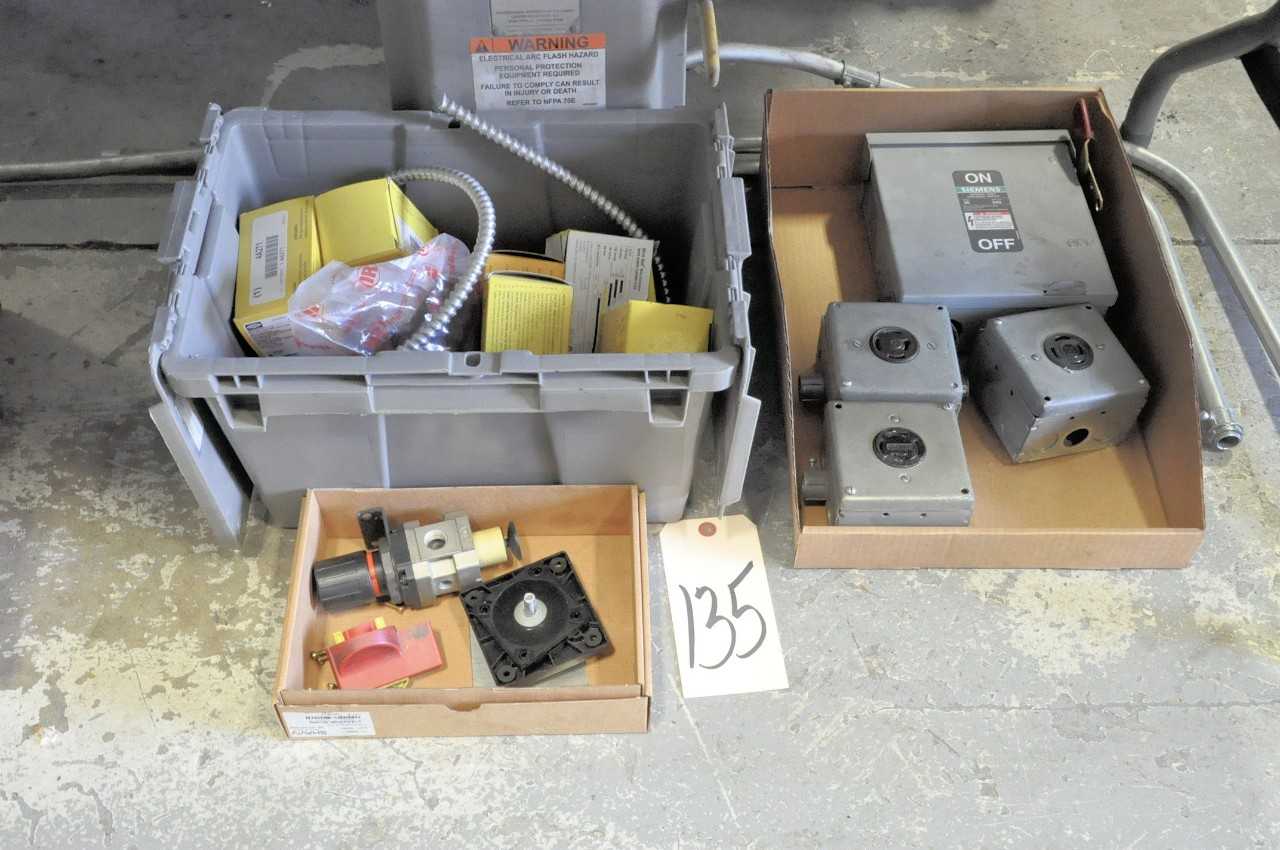 Lot-Asst'd Shop Electrical in (1) Tote and (2) Boxes Under (1) Table - ELECTRIC POWER TOOLS