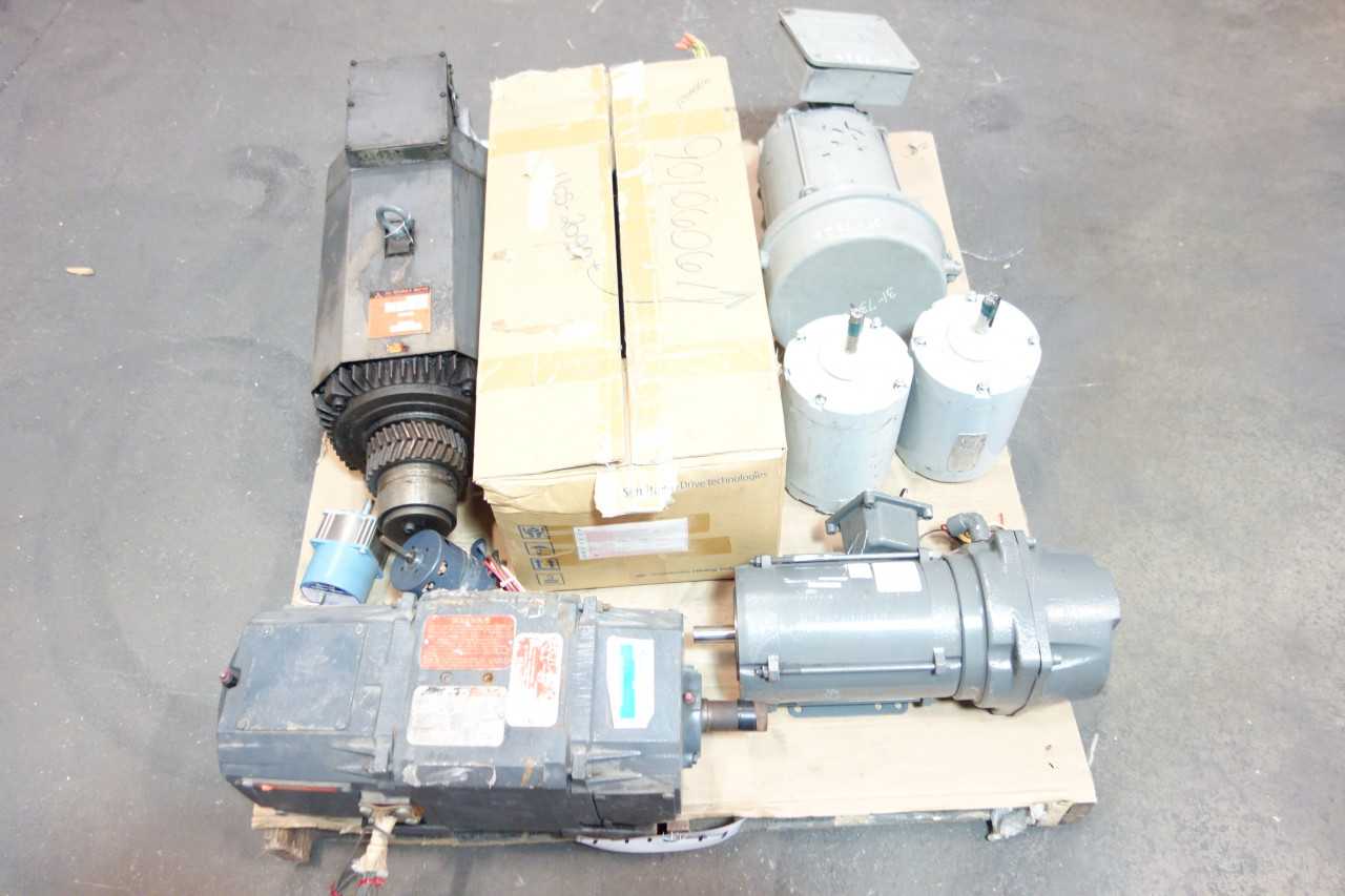 1 PALLET OF ASSORTE AC & DC MOTORS- MITSUBISHI, RELIANCE, EMERSON, BALDOR - ELECTRIC MOTORS