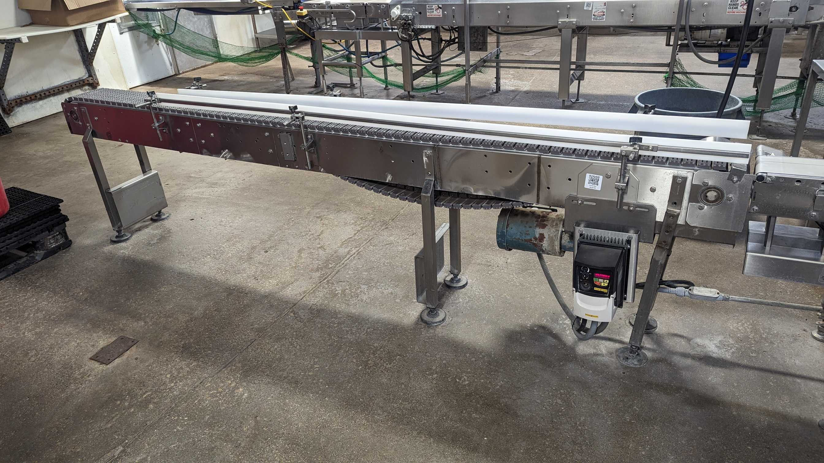 STAINLESS STEEL CONVEYOR WITH 1 HP BALDOR DRIVE MOTOR - ELECTRIC MOTORS