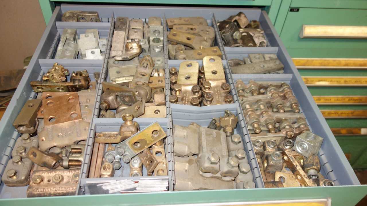 CONTENTS OF CABINET, MRO ELECTRICAL, PUSHBUTTONS, RELAYS, ALLEN BRADLEY, SQUARE D - ELECTRICAL COMPONENTS