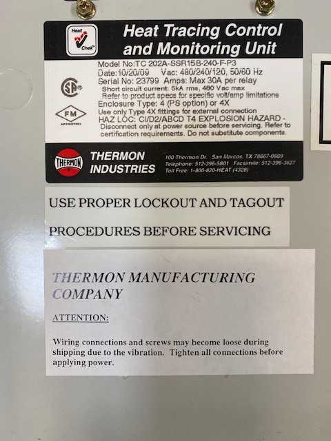 Set of 2 Thermon Heat Tracing Control & Monitoring Units TC202A-SSR15B-240-F-P3 - Used - Bench Tested - AUTOMATION & CONTROLS