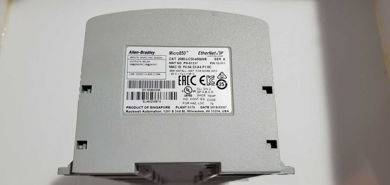Allen Bradley Micro 850 2080-LC50-48QWB PLC - AUTOMATION & CONTROLS
