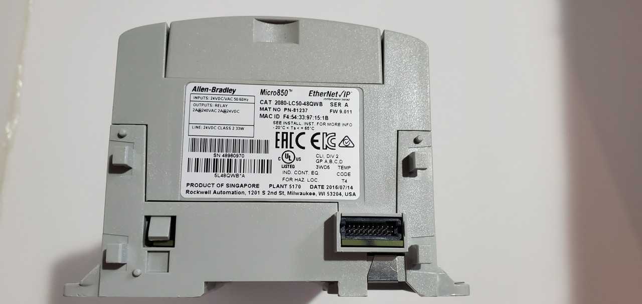 Allen Bradley Micro 850 2080-LC50-48QWB PLC - AUTOMATION & CONTROLS