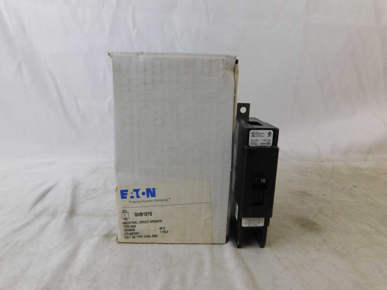 Quantity of 13 New Surplus Eaton GHB1015 MCCB GHB 1P 15A 277V - ELECTRICAL COMPONENTS