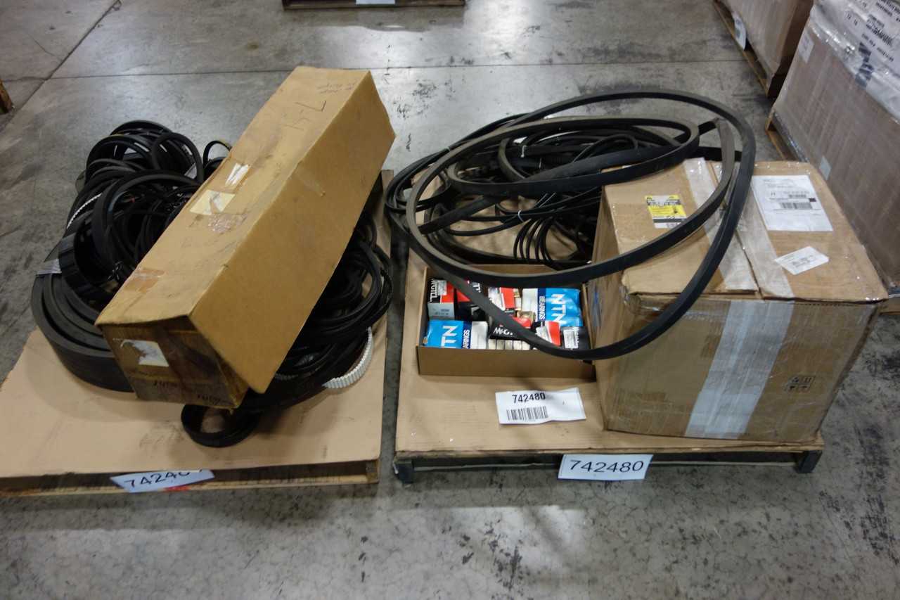 2 PALLETS OF ASSORTED BELTS, ROLLER CHAIN, SPROCKETS, SCREW BEARING- NSK, MARTIN, GATES - ROLLER CHAIN