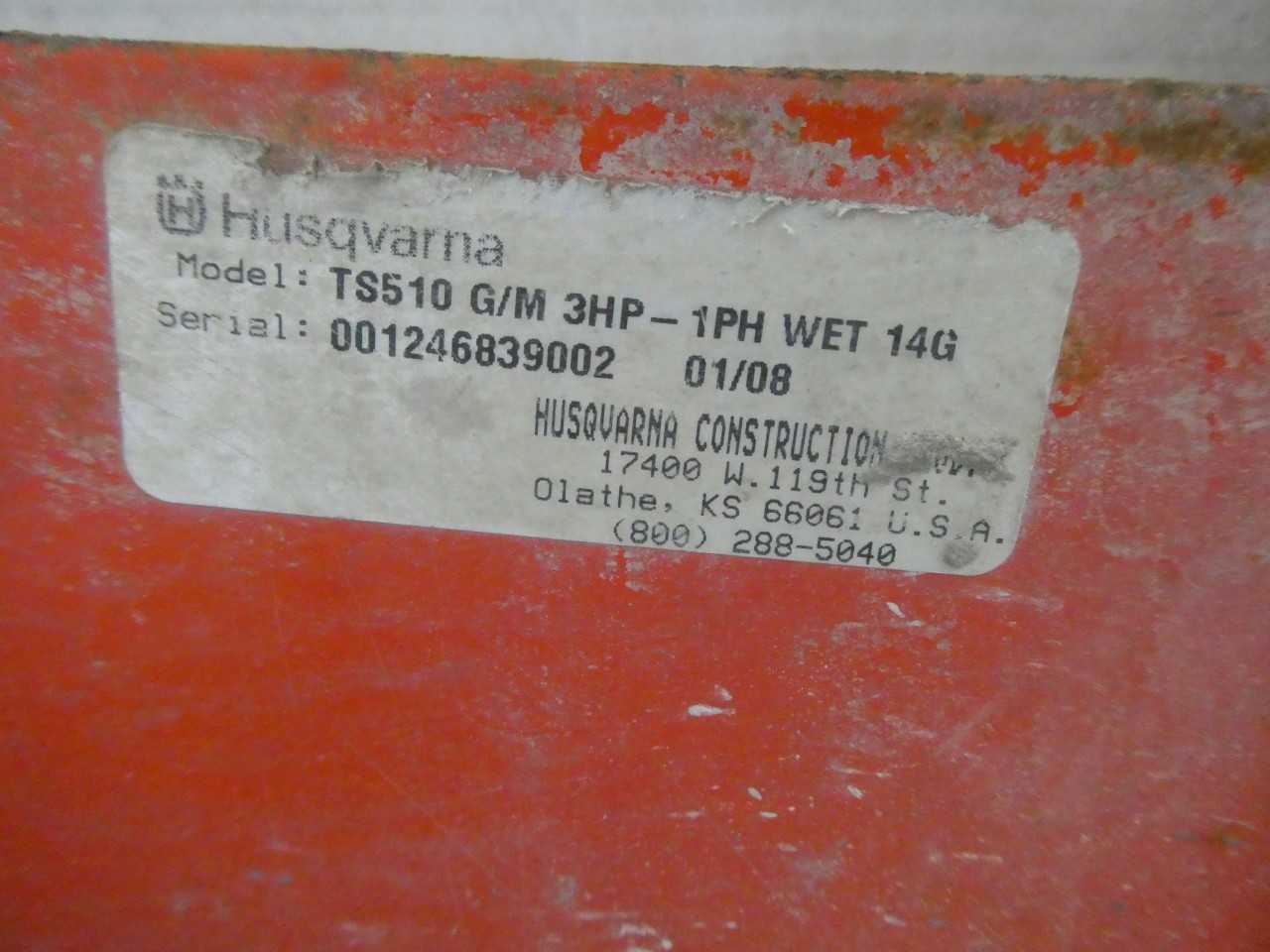 HUSQVARNA TS510 MASONRY 14 IN WET SAW - METAL SAWS