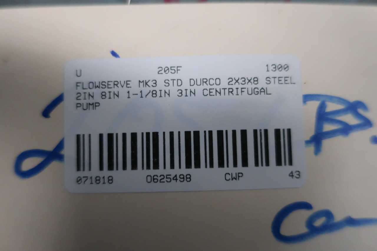 FLOWSERVE MK3 STD 2K3X2-82RV STAINLESS CENTRIFUGAL PUMP - CENTRIFUGAL PUMP