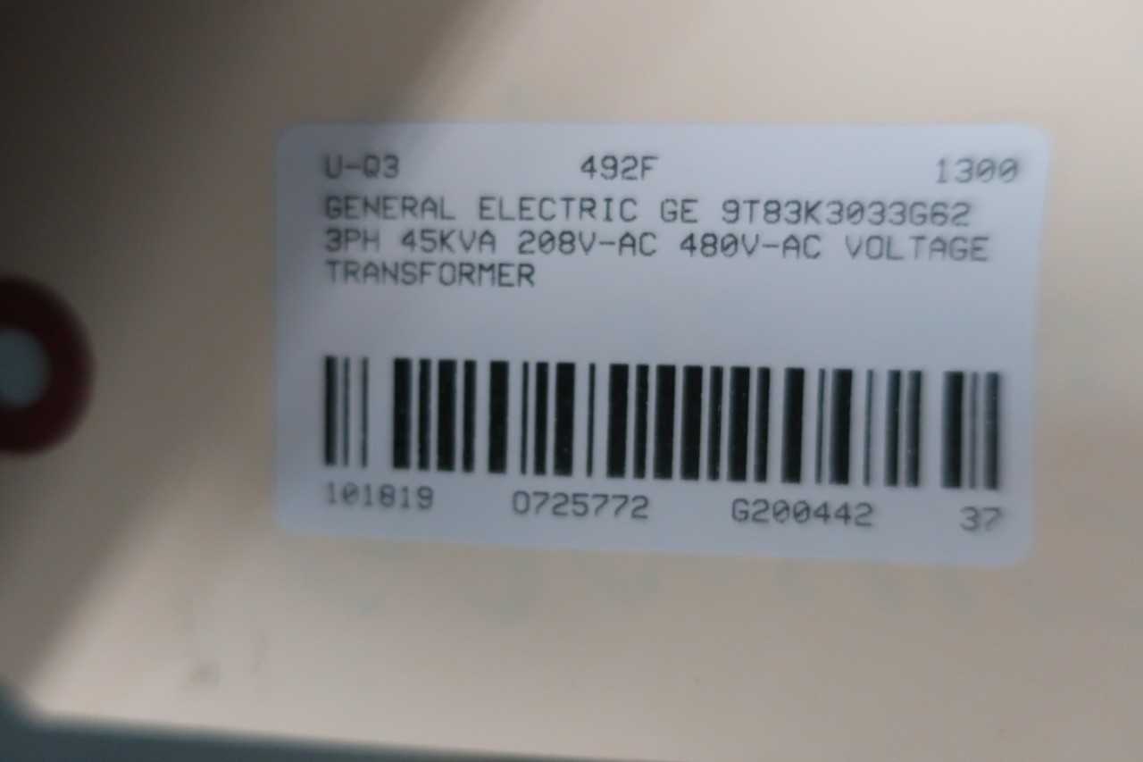 Ge 9T83K3033G62 Transformer 3ph 45kva 208v-ac 480v-ac - CONTROL TRANSFORMERS