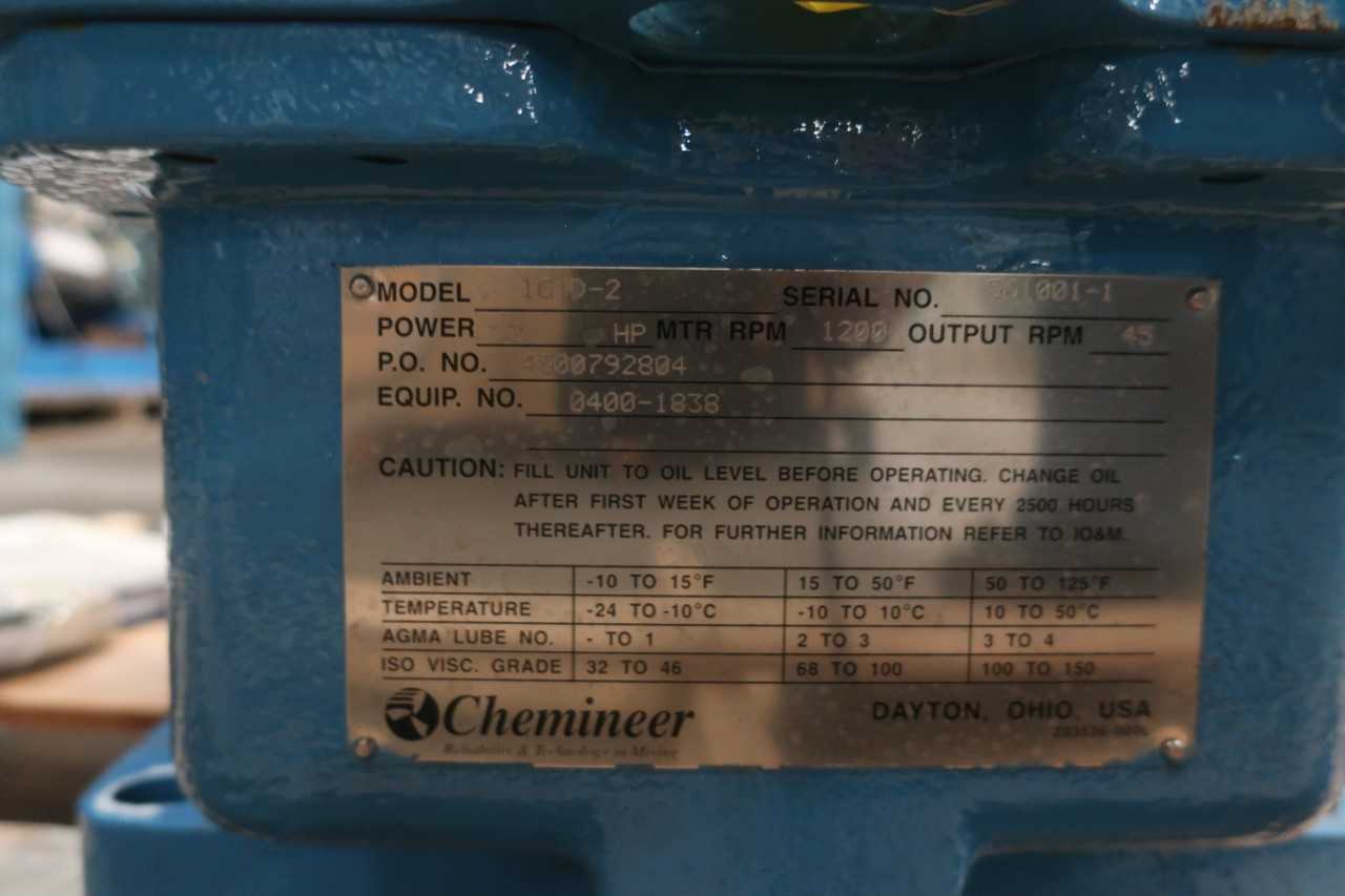 NEW CHEMINEER 1GTD-2 TURBINE AGITATOR GEAR BOX - MISCELLANEOUS