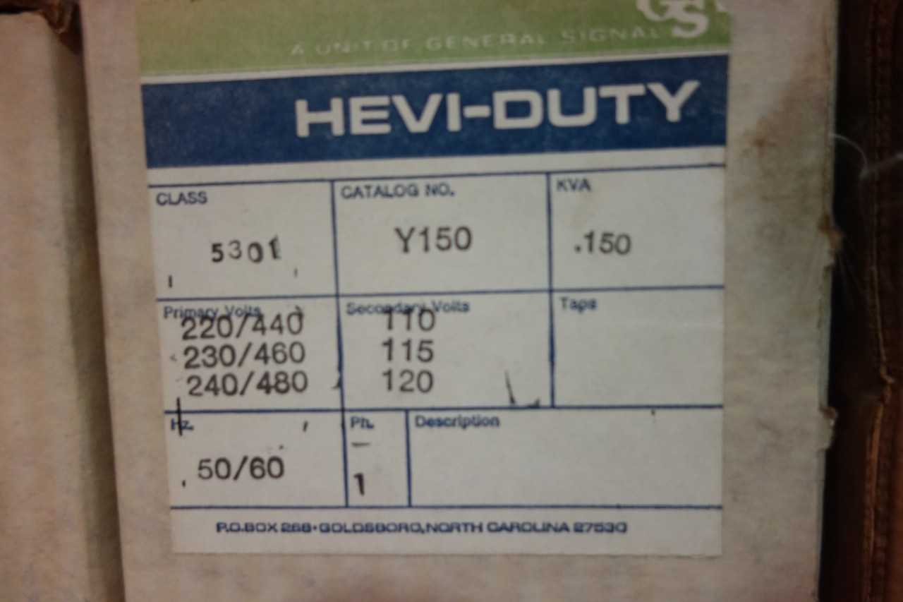 LOT OF GS GENERAL SIGNAL Y150 HEVI-DUTY 1PH 150VA 240/480V-AC 120V-AC VOLTAGE TRANSFORMERS - CONTROL TRANSFORMERS