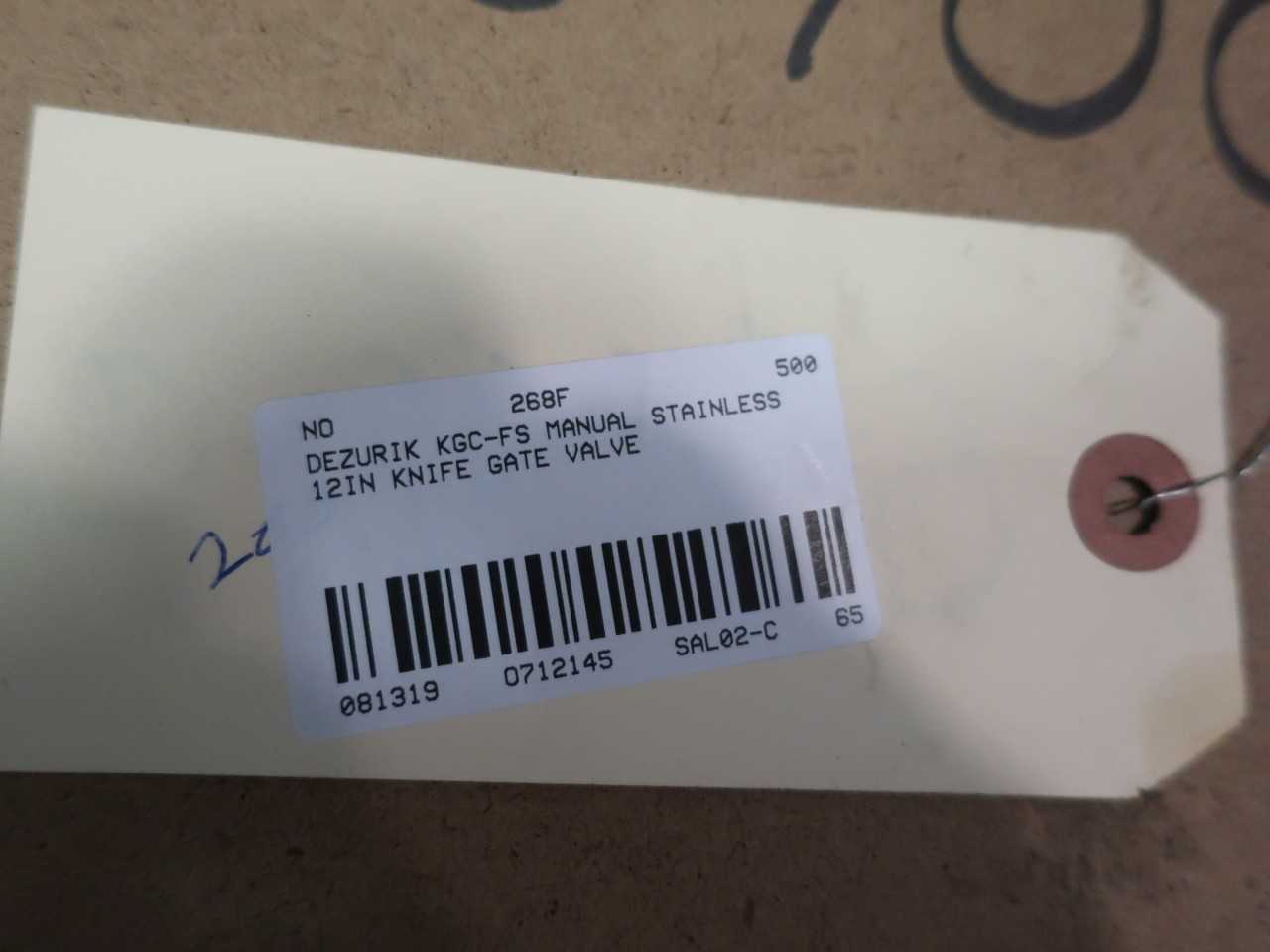DEZURIK 9652389R001 LUGGED MANUAL STAINLESS 12IN KNIFE GATE VALVE - KNIFE GATE VALVE