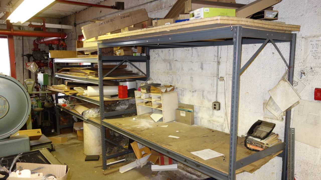 2 SECTIONS OF WIDE STEEL SHELVING (CONTENTS NOT INCLUDED) - SHELVING