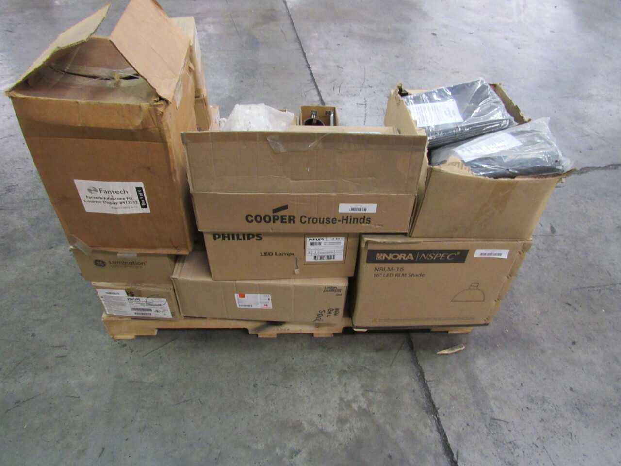 Pallet of 91x Assorted Lights, LEDs, Electric Fans, Heaters, Tools, Electrical Conduit/Fittings & Cables - LIGHTING