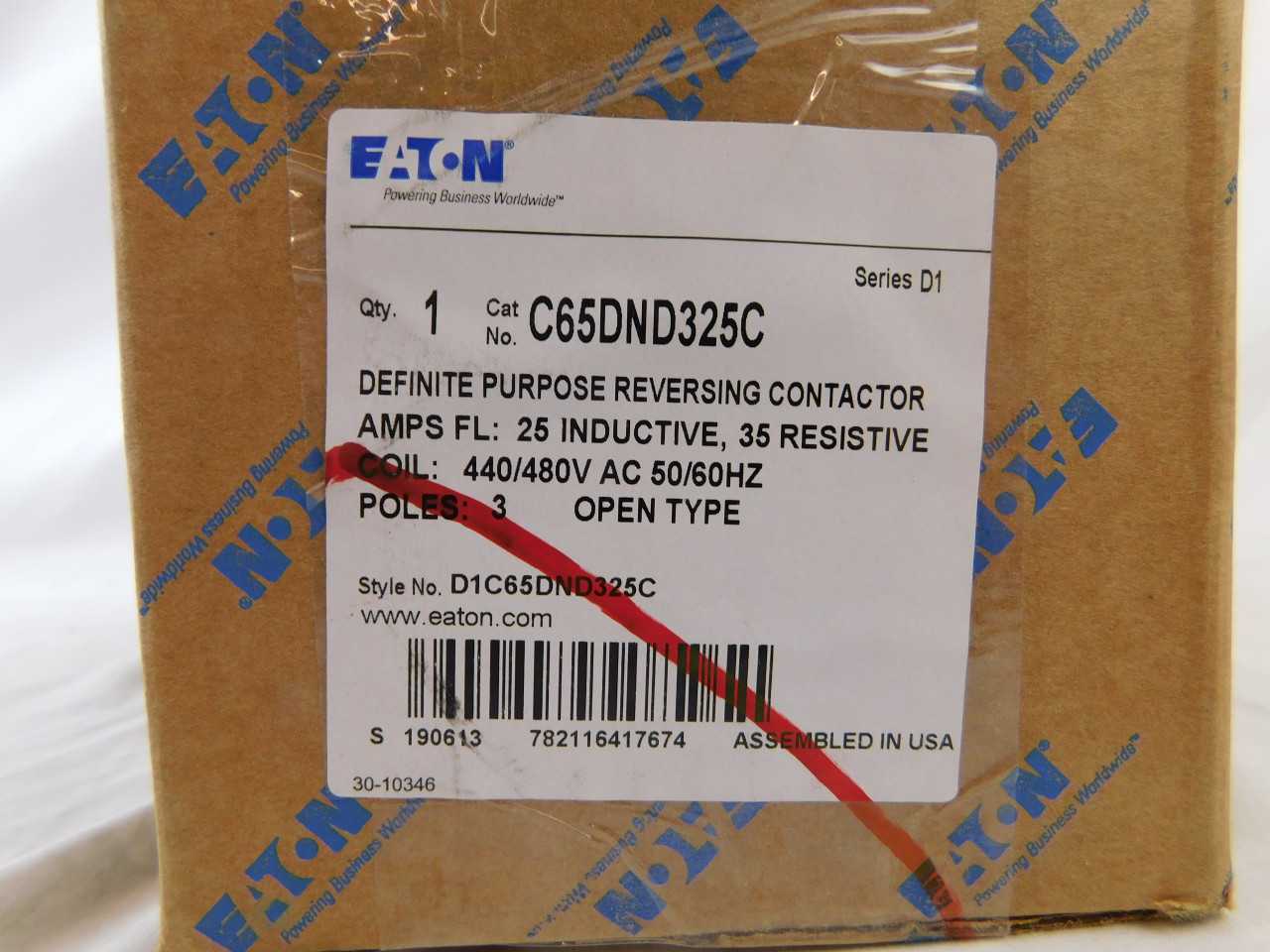 Quantity of 10 New Surplus Eaton C65DND325C Definite Purpose Contactor Reversing 3P 25 480V - CONTACTORS