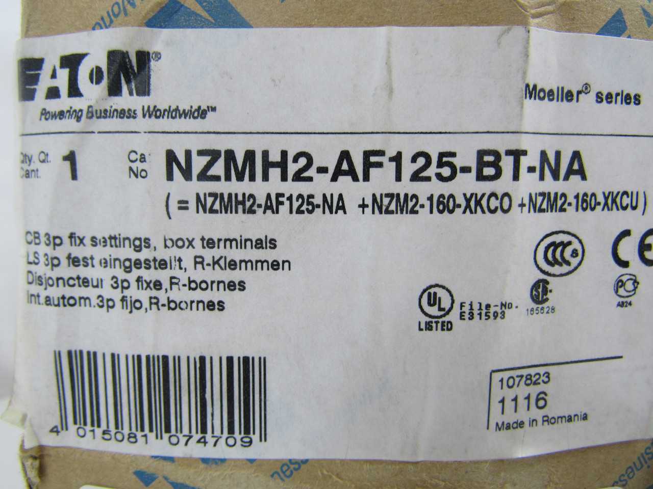 Lot of Quantity 1x NZMH2-AF125-BT-NA MCCB - INDUSTRIAL PARTS