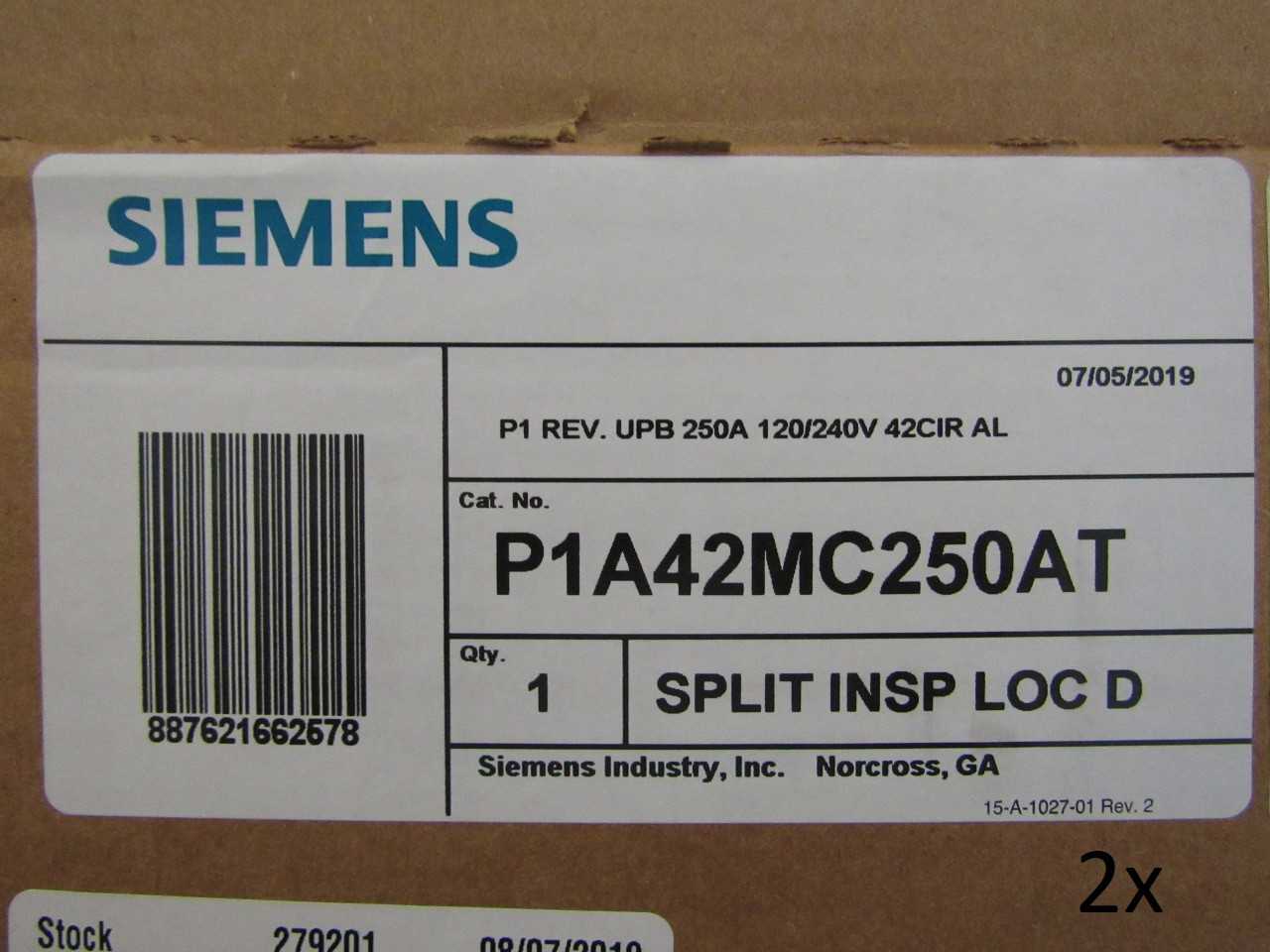 Lot of Quantity 2x P1A42MC250AT Electrical Panels - AUTOMATION & CONTROLS Lot of Quantity 2x P1A42MC250AT Electrical Panels - AUTOMATION & CONTROLS