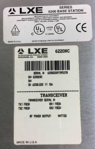 LXE 6220 SERIES BASE STATION TRANSCEIVER 100-240V - Used - Bench Tested - ELECTRICAL COMPONENTS