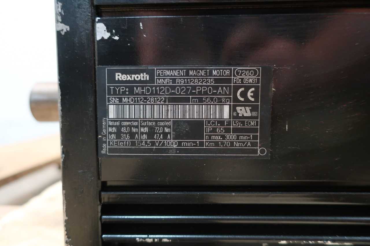 REXROTH MHD112D-027-PP0-AN PERMANENT MAGNENT 3000RPM 32MM 48-72NM 319-344V-AC SERVO MOTOR - SERVO