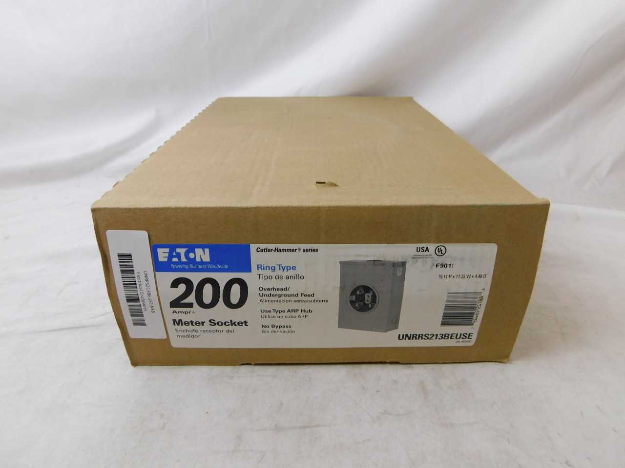 Quantity of 5 New Surplus Eaton UNRRS213BEUSE Meter Socket Ringless 200A - INDUSTRIAL PARTS Quantity of 5 New Surplus Eaton UNRRS213BEUSE Meter Socket Ringless 200A - INDUSTRIAL PARTS