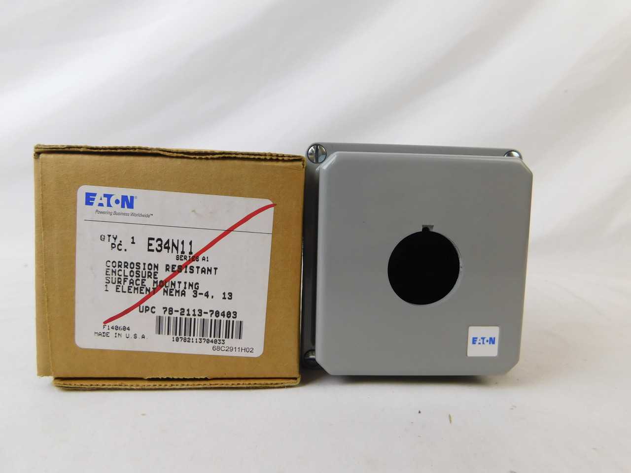 Quantity of 2 New Surplus Eaton E34N11 Pushbutton Enclosure Surface Mount - ELECTRICAL COMPONENTS