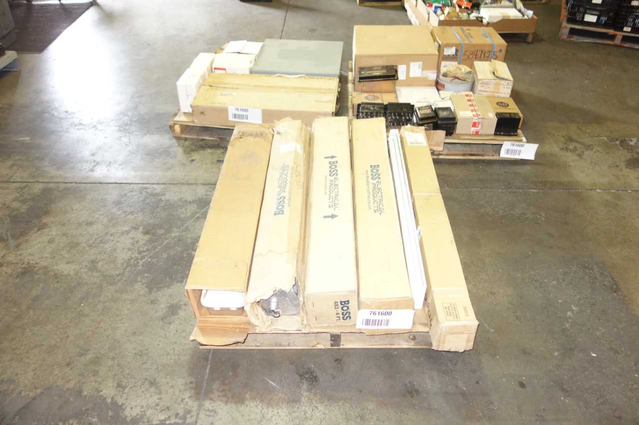 3 PALLETS OF ASSORTED ELECTRICAL, LIGHTING, ENCLOSURES, RELAYS, CONTROLS AND ACCESSORIES - ELECTRICAL COMPONENTS