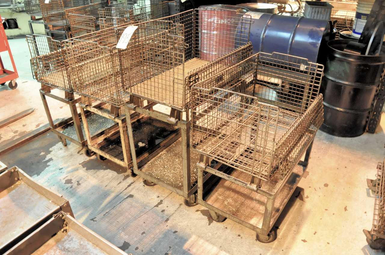 Lot-(4) Wire Baskets with Carts - ROLLING CARTS