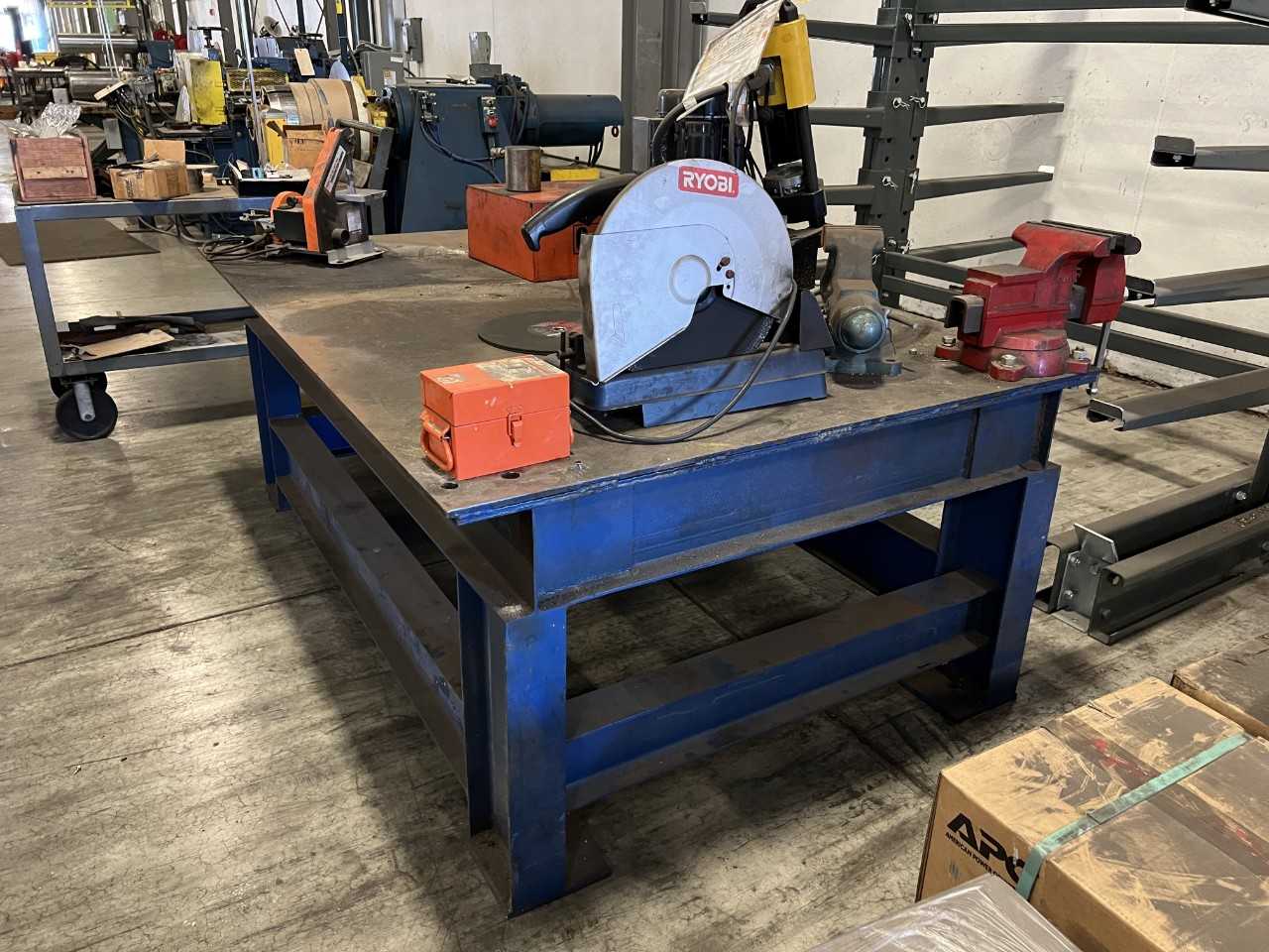 Steel work table 84"x54" with 3 vises - PLANT & FACILITY