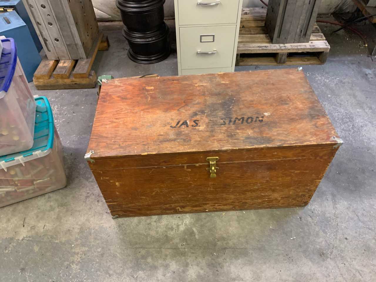 Lift Top Wooden Trunk - No Contents - MISCELLANEOUS Lift Top Wooden Trunk - No Contents - MISCELLANEOUS