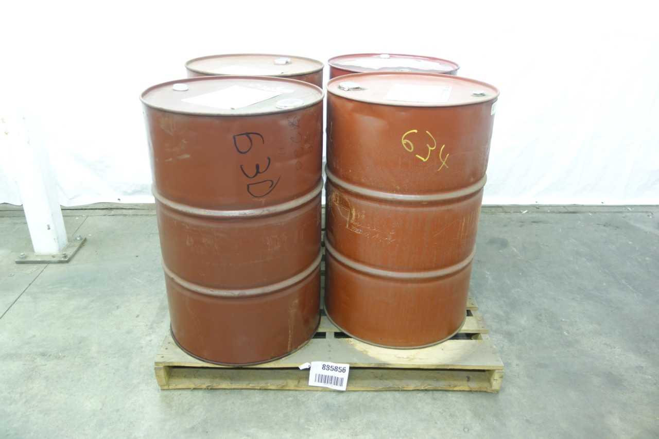 LOT OF 4 ASSORTED 55 GALLON DRUMS OF MOBILGEAR INDUSTRIAL GEAR OIL - GEAR REDUCERS