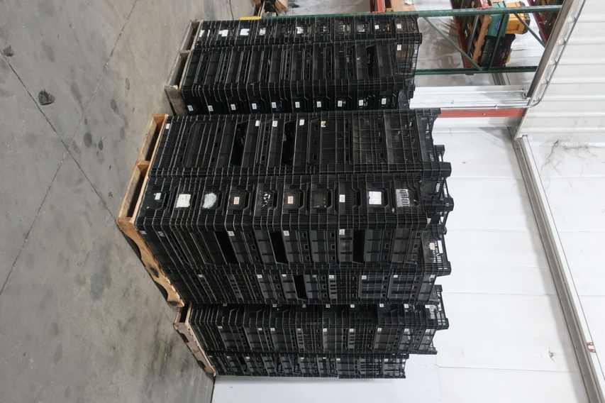 LOT OF 200 BLACK STORAGE TOTES - MATERIAL HANDLING