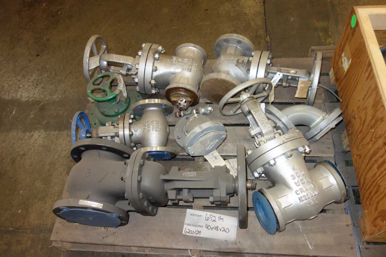 2 PALLETS OF ASSORTED GATE & GLOBE VALVES, COPES VULCAN, CRANE - VALVES